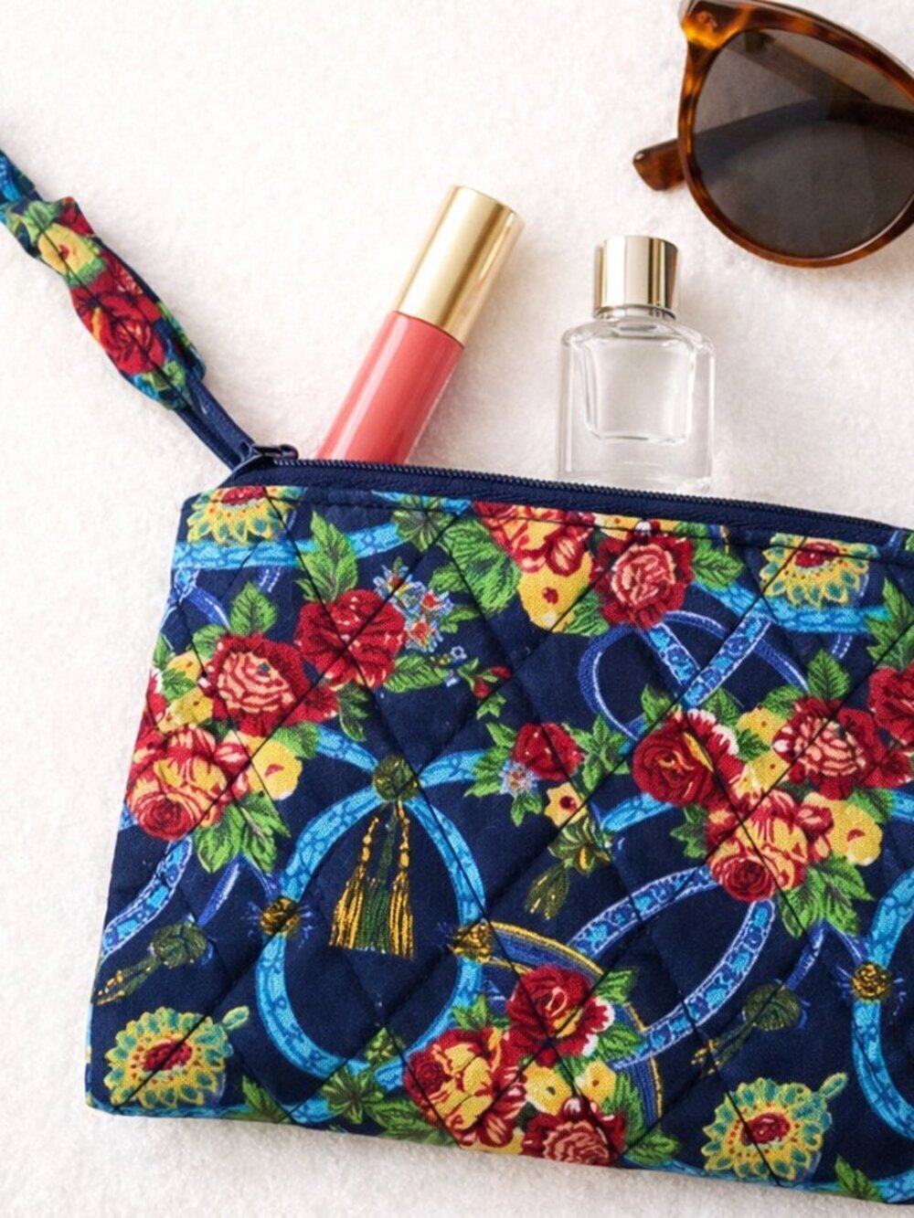 Floral Makeup Bag Zipper Cosmetic Pouch Travel Organizer Cute Small Bag